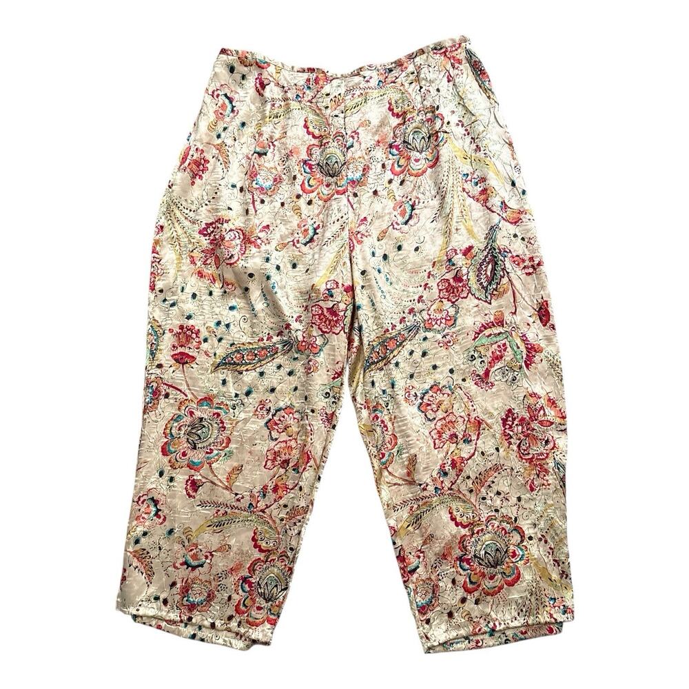 Cabernet Pajama Set Womens Medium Floral Paisley Textured 2 Piece Sleeveless - Picture 4 of 7
